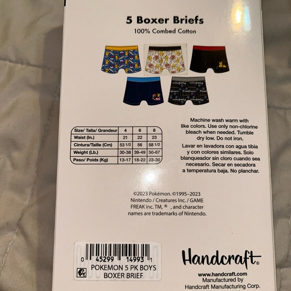 NEW Handcraft 5 Pack Boys Boxer Briefs - Pokemon - Size 4 - 100% Cotton - Picture 3 of 5